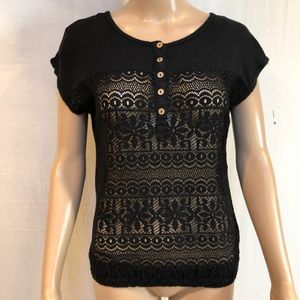 Eyelash woman’s sleeveless top Black Lace Rayon